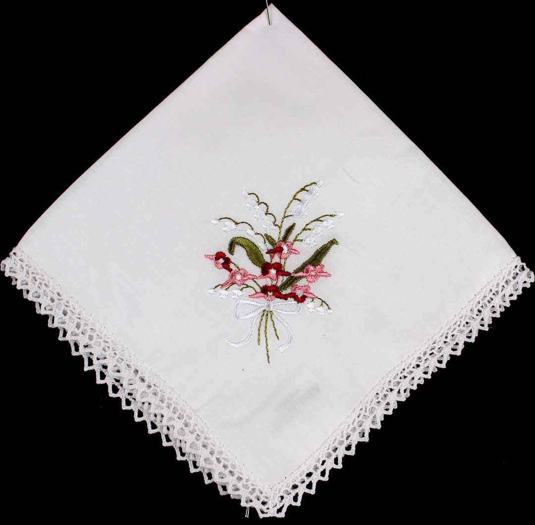 Embroidered Lace handkerchief Floral Pink. Code: EHC-FLO/PIN image 0